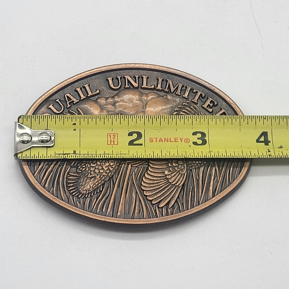 Vintage Quail Unlimited Belt Buckle Copper Oval - Picture 7 of 8